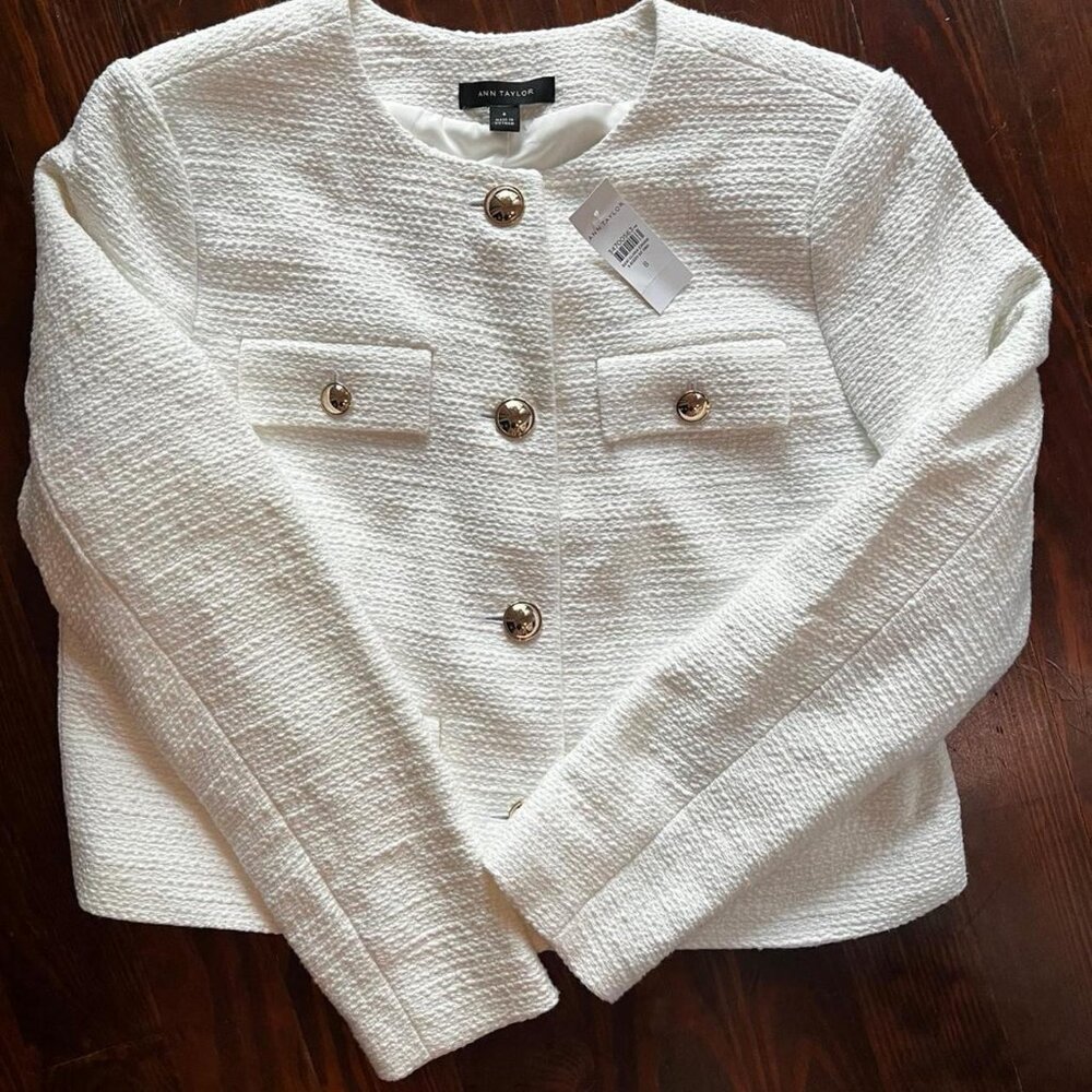 White Ann Taylor jacket #blazer size 8